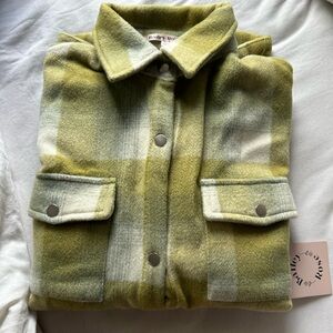 NWT Green brushed flannel shacket.